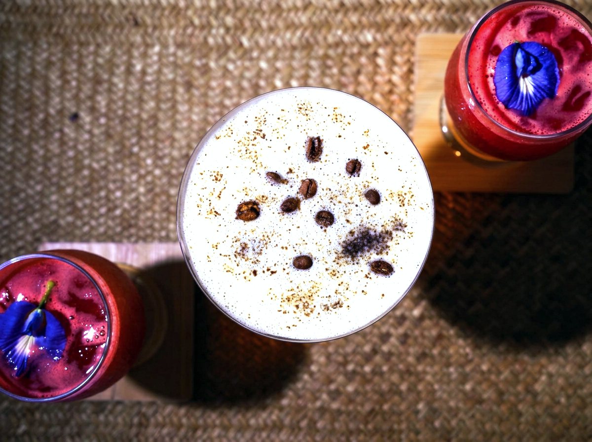 Espresso martini and fruit coolers from above