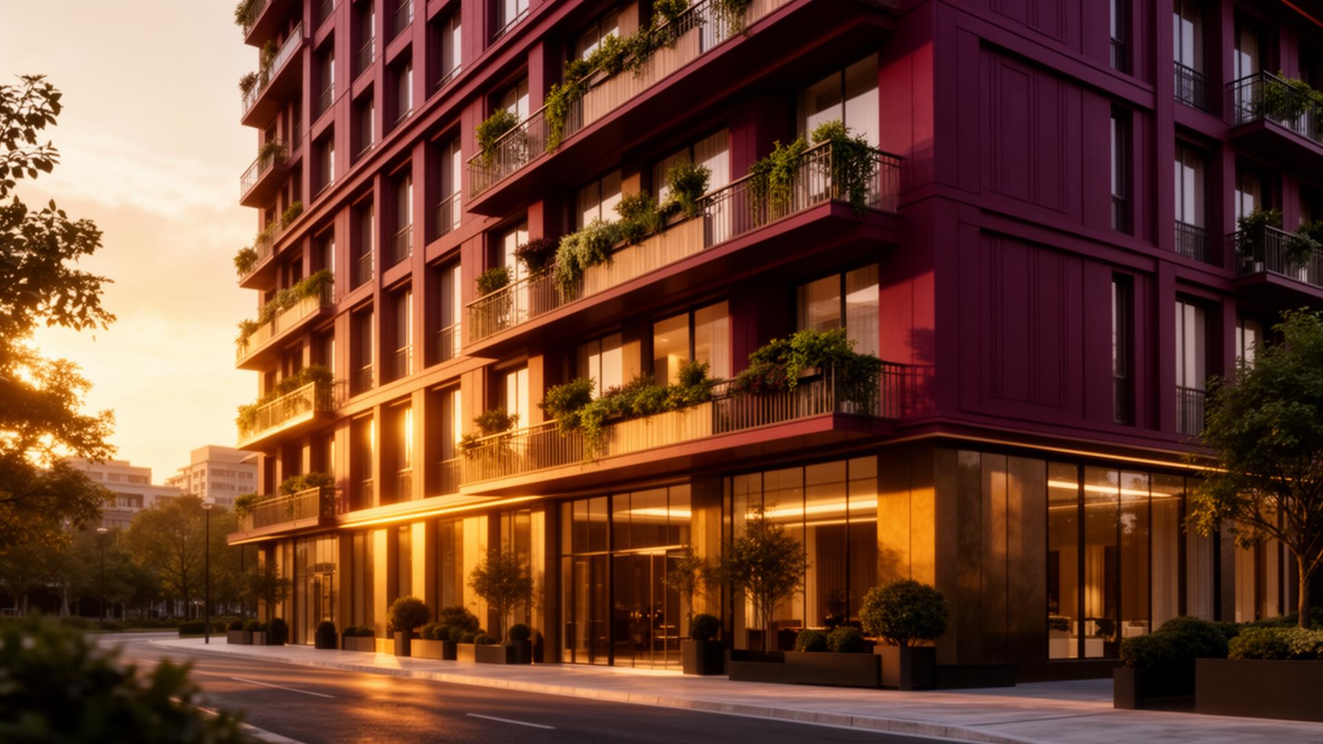 Namal Apartelle residences in El Nido at golden hour