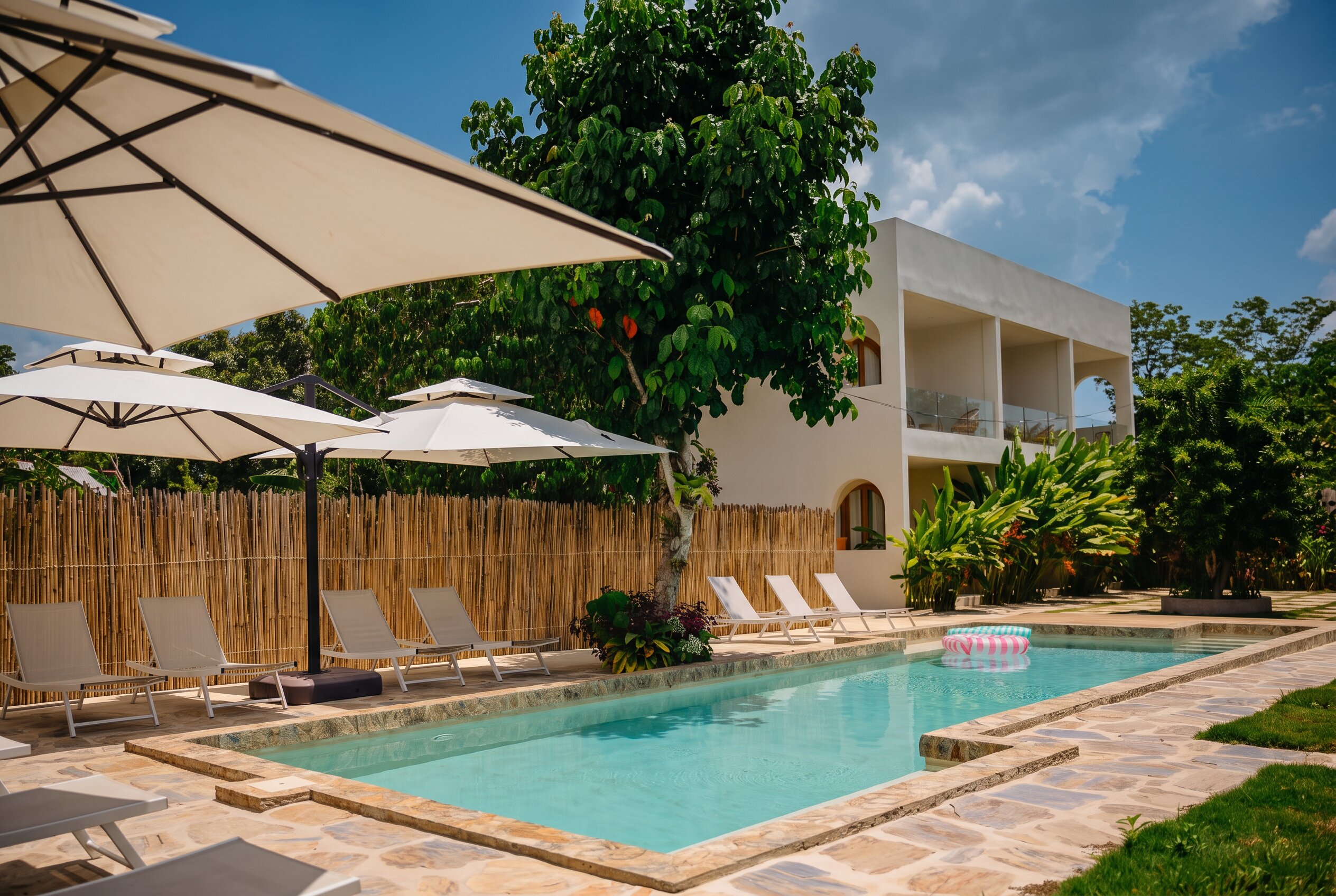 Namal Resort patio rooms and pool near Lio Beach, El Nido