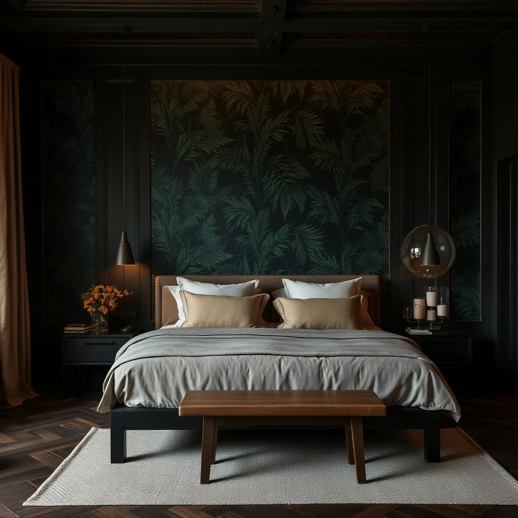 Jungle wallpaper bedroom at The Town